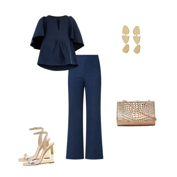 Tuckernuck PAMANDER PLACE Finley Navy Flutter sleeve top oversized - Picture 11 of 12